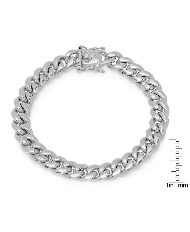 Steeltime Men's Stainless Steel Miami Cuban Chain Link Style Bracelet with 10mm Box Clasp Bracelet