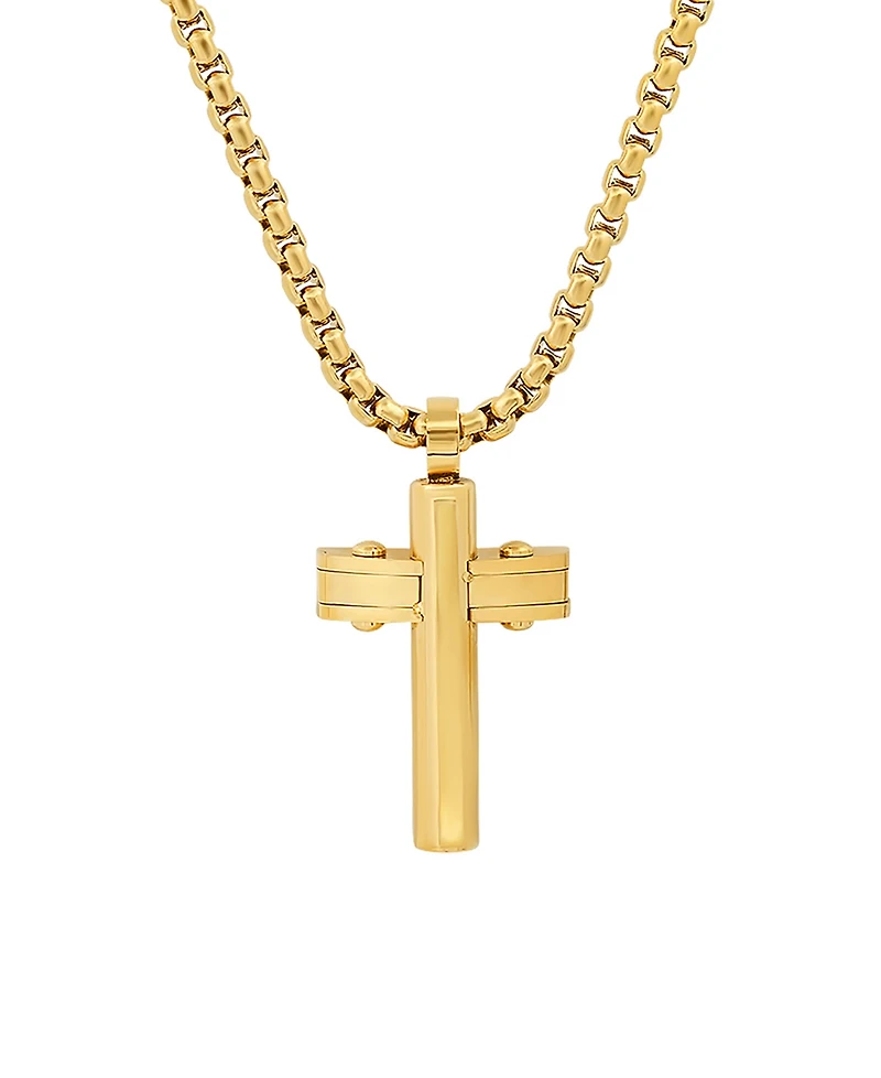 Steeltime Men's 18k Gold Plated Stainless Steel Cross Pendant