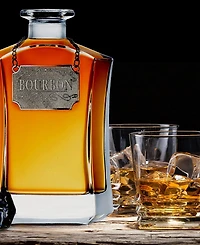 Whiskey Decanter with 2 Lable Tags, Set of 4