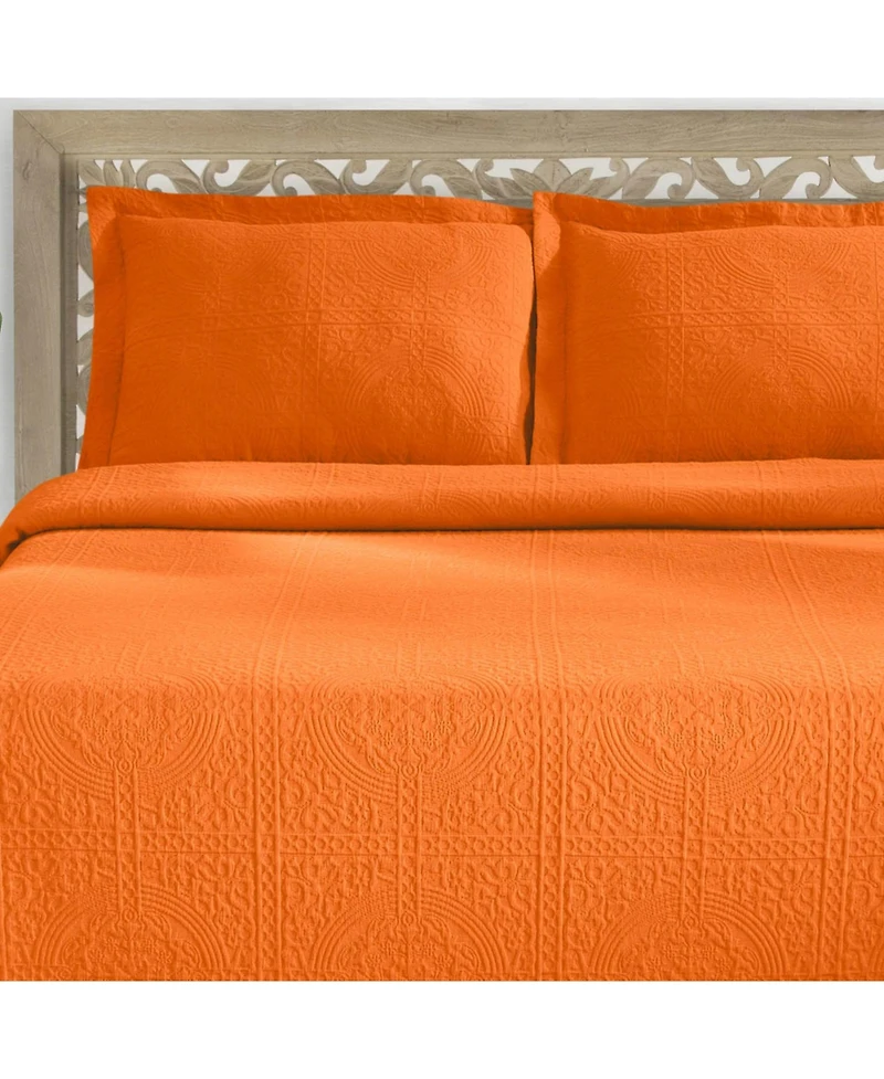 Superior 100% Cotton Fleur De Lis Medallion All-Season 2-Piece Coverlet Set, Twin