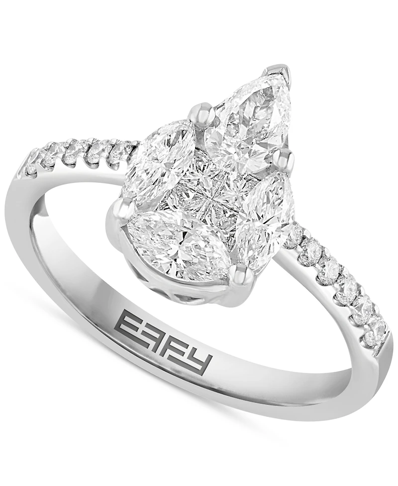 Effy Diamond Pear Shaped Cluster Engagement Ring (1-1/5 ct. t.w.) in 14k White Gold