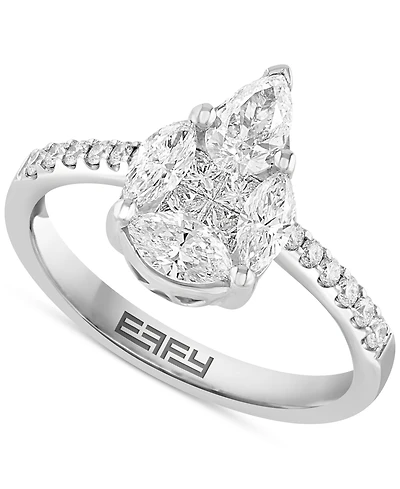 Effy Diamond Pear Shaped Cluster Engagement Ring (1-1/5 ct. t.w.) in 14k White Gold