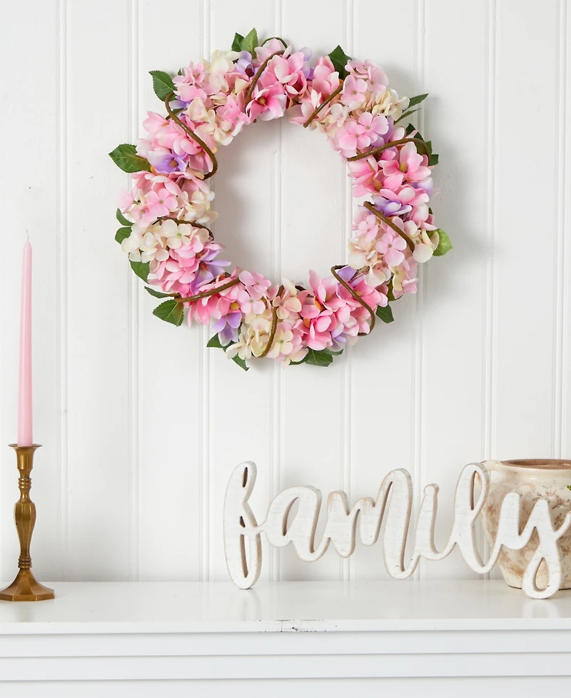 Hydrangea Artificial Wreath, 16"