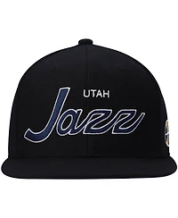 Men's Mitchell & Ness Black Utah Jazz Hardwood Classics Script 2.0 Snapback Hat
