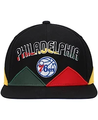 Men's Mitchell & Ness Black Philadelphia 76ers Black History Month Snapback Hat