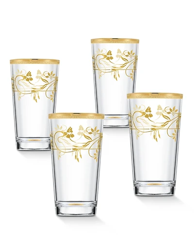 Lorren Home Trends 4 Piece Rosalia Flower High Ball Set