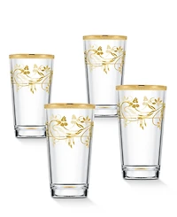 Lorren Home Trends 4 Piece Rosalia Flower High Ball Set
