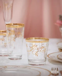 Lorren Home Trends 4 Piece Rosalia Flower Double Old Fashion Set