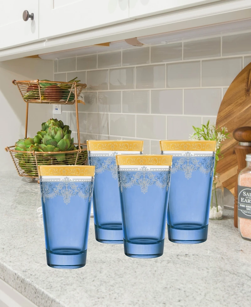 Lorren Home Trends Highball 6 Piece Gold Band Glass Set