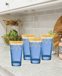 Lorren Home Trends Highball 6 Piece Gold Band Glass Set