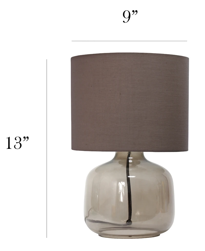 Simple Designs Glass Table Lamp with Fabric Shade, Green with White Shade