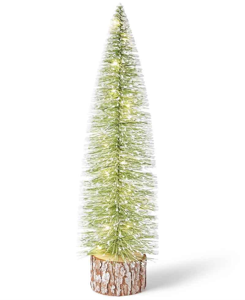 Holiday Lane Northern Lights Green Sisal Tree with Wood Base Led Light-Up Decor