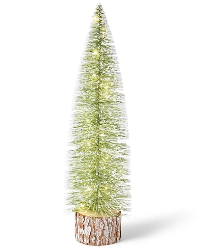 Holiday Lane Northern Lights Green Sisal Tree with Wood Base Led Light-Up Decor
