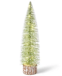 Holiday Lane Northern Lights Green Sisal Tree with Wood Base Led Light-Up Decor