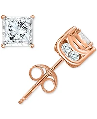 TruMiracle Diamond Princess Stud Earrings (3/4 ct. t.w.) 14k White Gold, Gold or Rose