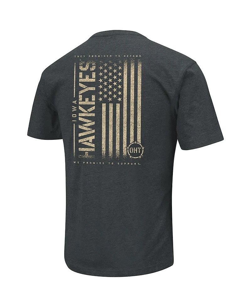 Men's Colosseum Heathered Black Iowa Hawkeyes Oht Military-Inspired Appreciation Flag 2.0 T-shirt