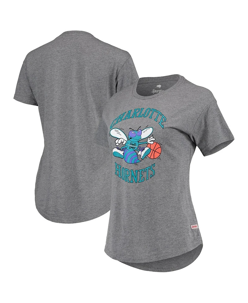 Women's Sportiqe Heathered Gray Charlotte Hornets Tri-Blend Phoebe T-shirt