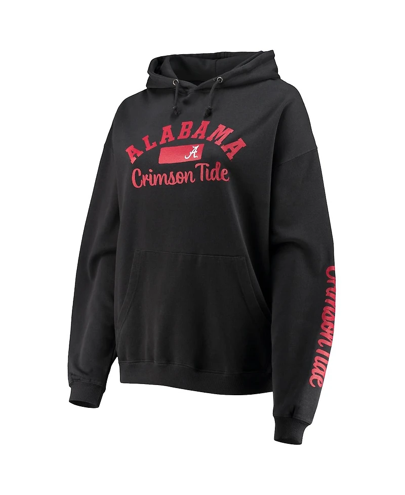 Women's Pressbox Black Alabama Crimson Tide Rock n Roll Super Oversized Pullover Hoodie