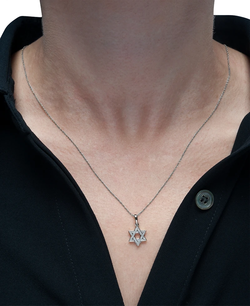 Wrapped Diamond Star of David 18" Pendant Necklace (1/10 ct. t.w.) in 10k White or Yellow Gold, Created for Macy's