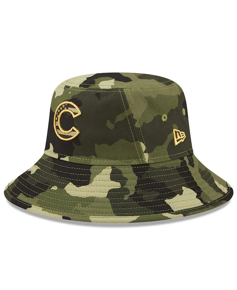 Men's New Era Camo Chicago Cubs 2022 Armed Forces Day Bucket Hat