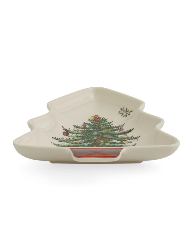 Spode Christmas Tree Tartan Shape Spoon Rest