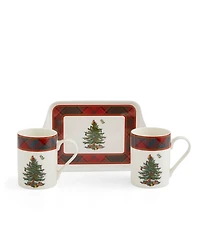 Christmas Tree Tartan 2-Piece Mug & Tray Set