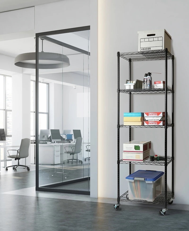 Seville Classics UltraDurable Commercial-Grade 5-Tier Nsf-Certified Steel Wire Wheeled Shelving