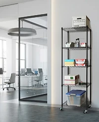 Seville Classics UltraDurable Commercial-Grade 5-Tier Nsf-Certified Steel Wire Wheeled Shelving