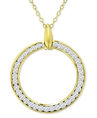 Giani Bernini Cubic Zirconia Open Circle Pendant Necklace, 16" + 2" extender, Created for Macy's