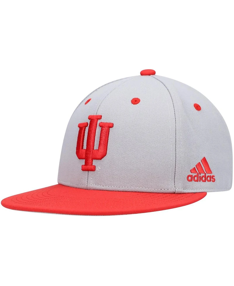 Men's adidas Gray Indiana Hoosiers On-Field Baseball Fitted Hat