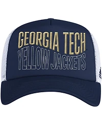 Men's adidas Navy and White Georgia Tech Yellow Jackets Wave Foam Trucker Snapback Hat
