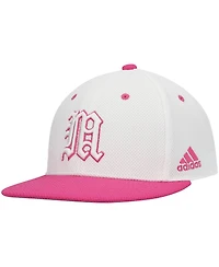Men's adidas White and Pink Miami Hurricanes On-Field Baseball Fitted Hat