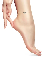 Giani Bernini Blue Cubic Zirconia Butterfly Ankle Bracelet, Created for Macy's