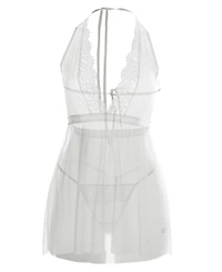 MeMoi Women's Emma Halter Babydoll 2pc Lingerie Set