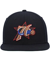 Men's Mitchell & Ness Black Philadelphia 76Ers Hardwood Classics Team Ground 2.0 Snapback Hat