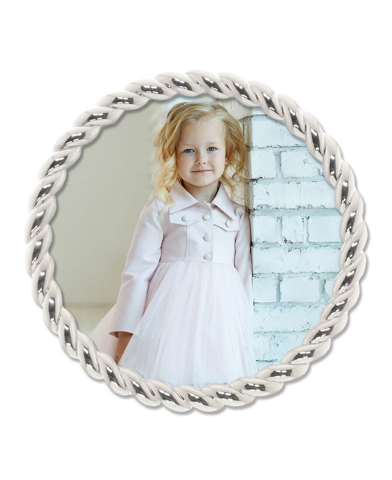 Round Metal Picture Frame With Rope Design, 4" x 4"