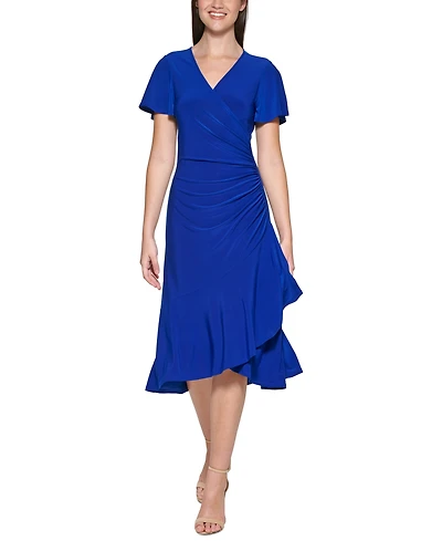 kensie Flutter-Sleeve Midi Dress