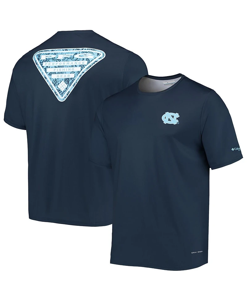 Men's Columbia Navy North Carolina Tar Heels Terminal Tackle Omni-Shade T-shirt