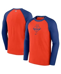Men's Nike Orange, Royal New York Mets Game Authentic Collection Performance Raglan Long Sleeve T-shirt