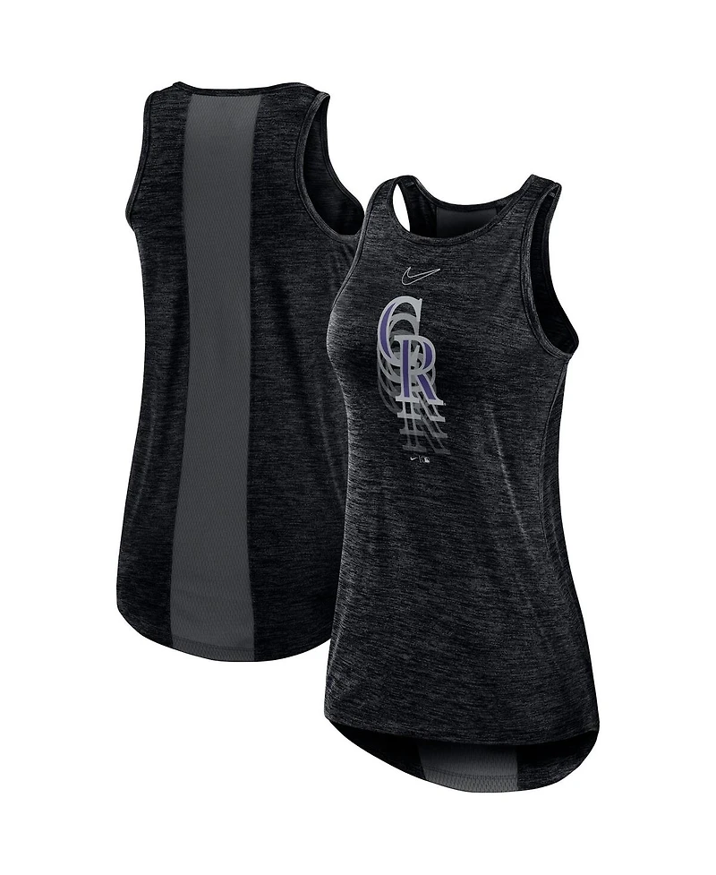 Women's Nike Black Colorado Rockies Logo Fade High Neck Performance Tank Top