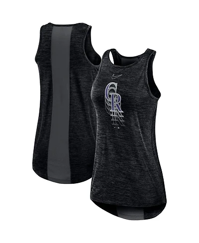Women's Nike Black Colorado Rockies Logo Fade High Neck Performance Tank Top