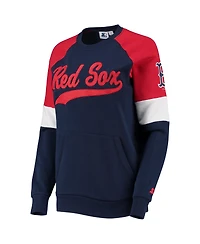 Women's Starter Navy and Red Boston Sox Playmaker Raglan Pullover Sweatshirt