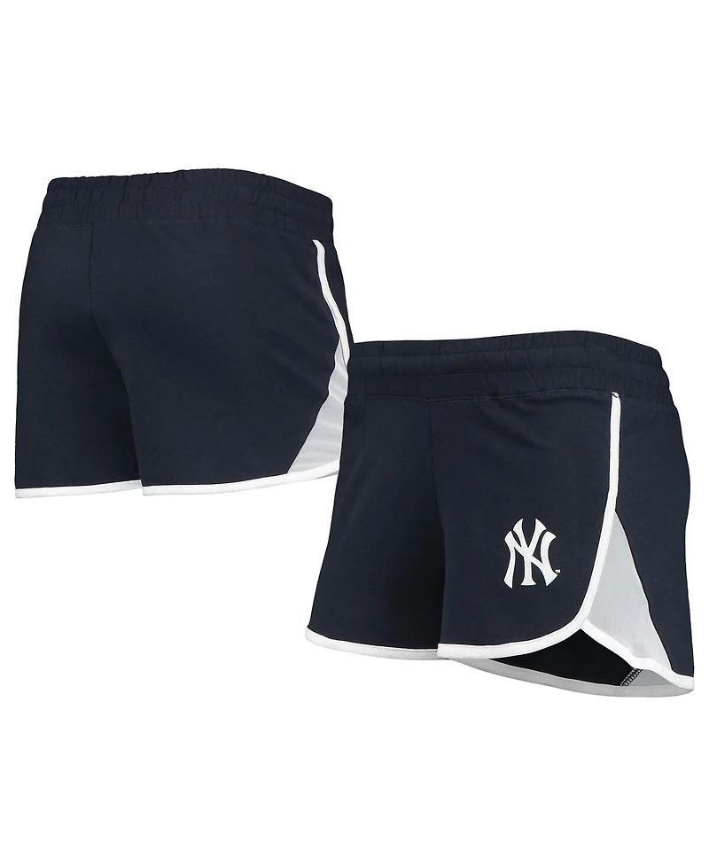 Women's New Era Navy New York Yankees Stretch French Terry Shorts