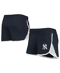 Women's New Era Navy New York Yankees Stretch French Terry Shorts
