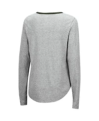 Women's Colosseum Heathered Gray Michigan State Spartans Sundial Tri-Blend Long Sleeve Lace-Up T-shirt