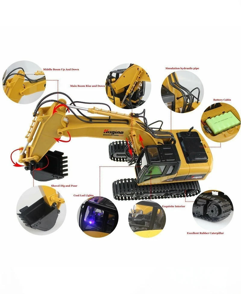 Mag-Genius Die Cast 15 Channel Rc Fully Functional Excavator Toy