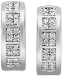 Men's Diamond Small Huggie Hoop Earrings (1/20 ct. t.w.) in Sterling Silver, 0.62"
