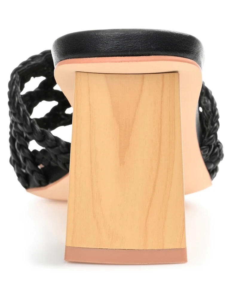 Journee Collection Women's Evvie Braided Block Heel Sandals