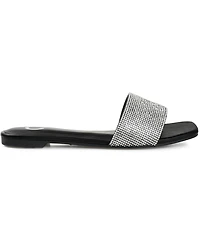 Journee Collection Women's Grayce Rhinestone Flat Sandals