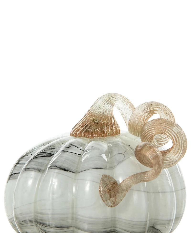 Glitzhome Faux Marble Glass Pumpkin Gourd Set, 3 Piece
